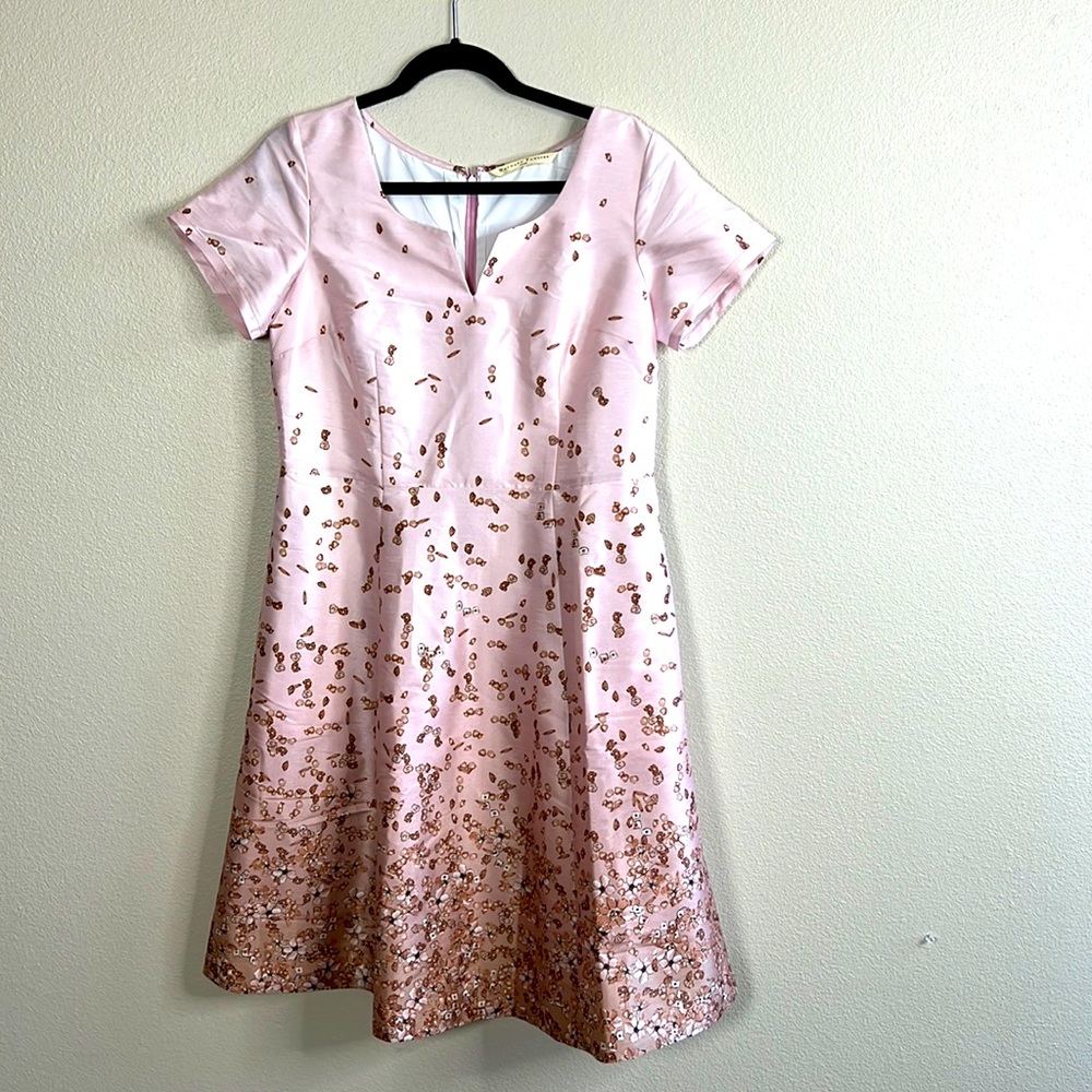 Wayward Francies Pink Dress with Brown Floral/Petals Print